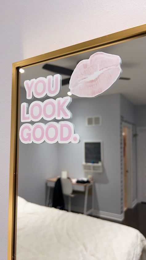 Preppy Mirror, Star Mirror, Mirror Aesthetic, Aesthetic Stickers, Room Makeover, Photo Frame, Positive Quotes, Room Decor, Wallpapers