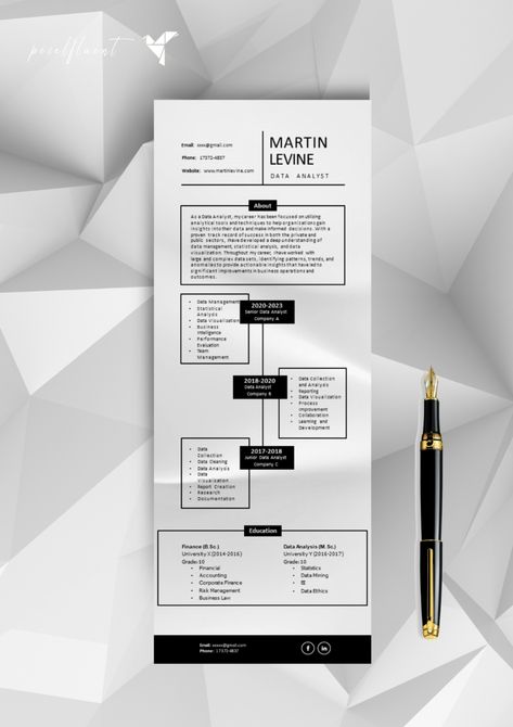 Infographic Style for Senior Data Analysts, 2-page CV template with or without photo Minimal Cv, Data Analyst, Cv Template, Microsoft Powerpoint, Microsoft, Art