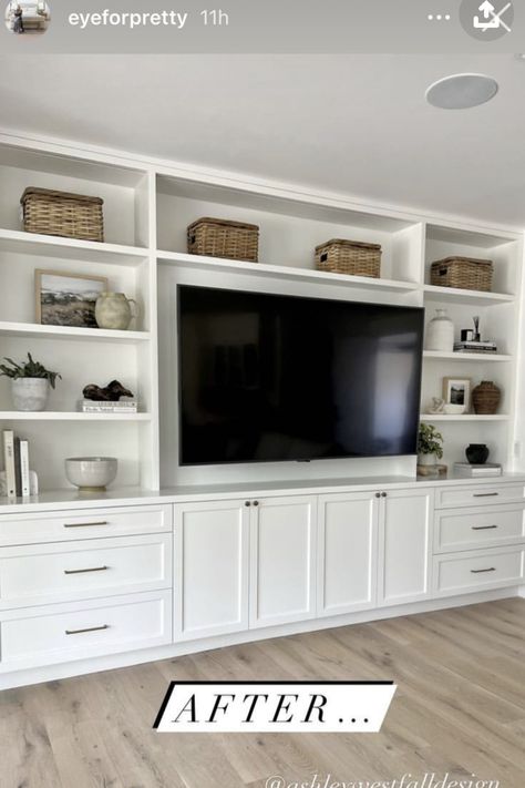 Built In Wall Units, Tv Fal, Feature Wall Living Room, Built In Shelves Living Room, Living Room Built Ins, Living Room Wall Units, Living Room Entertainment Center, Basement Living Rooms, Living Room Entertainment