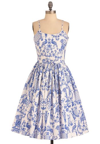 ModCloth Tea Party Dress, Retro Vintage Dresses, Blue And White Dress, Looks Black, Mod Dress, Tea Dress, A Dress, Playing Dress Up, Look Cool