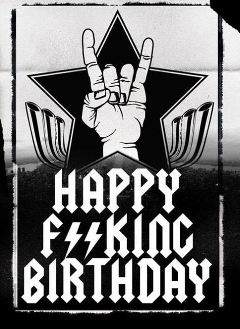 Metal Happy Birthday, Heavy Metal Style, Happy Birthday Funny Humorous, For Birthday Card, 50th Birthday Quotes, Funny Happy Birthday Wishes, Happy Birthday Art, Birthday Words, Happy Birthday Quotes Funny