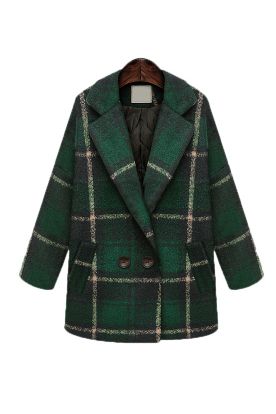 Green White Plaid Cocoon Coat Green Plaid Outfit, Green Plaid Jacket, Green Plaid Coat, Tartan Coat, Womens Faux Fur Coat, Coat Street Style, Plaid Outfits, Cocoon Coat, Plaid Coat