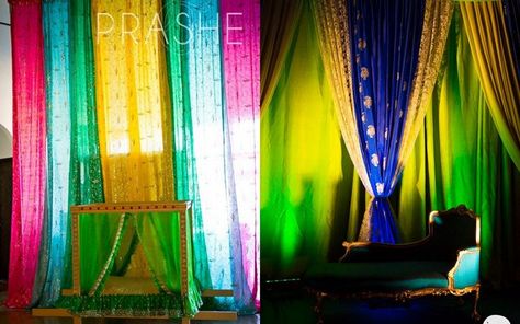 Whether it's the small mehendi at home,  or  a roka function , you may not always be hiring a fancy pants decorator for your big day , and these quick hacks ensure that your humble abode gets that extra kick... Saree Backdrop Ideas At Home, Saree Backdrop Ideas, Small Mehendi, Shaadi Decor, Diy Photobooth, Mehendi Function, Mehendi Decor, Wedding Photobooth, Kitty Party Games