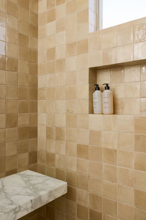 17 Shower Niche Ideas That Are Equal Parts Smart and Stylish Tile Niche, 3 Shelf Shower Niche, Shower Niche On Faucet Wall, Teak Shower Niche Shelf, Shower Niche Rectangle, Full Width Shower Niche, Blue Shower Tile, Tile Shower Niche, Bathroom Niche