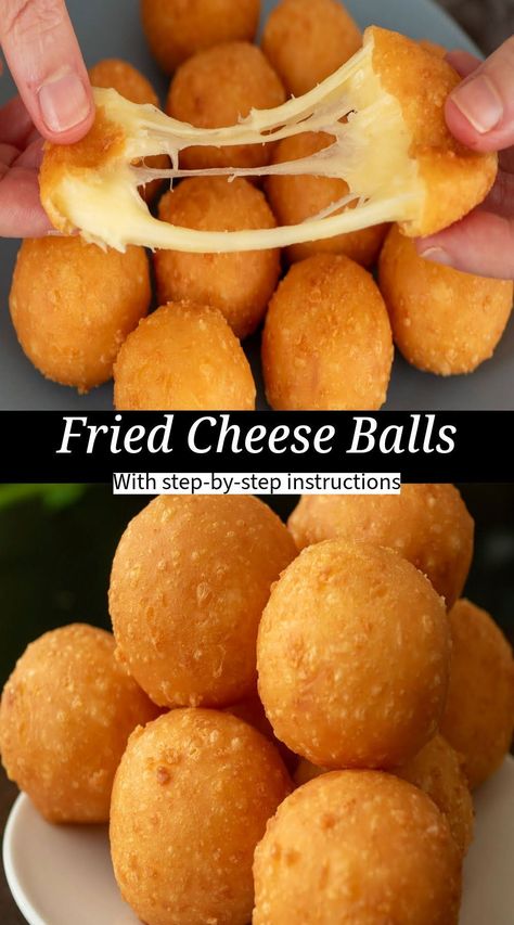 Fried Cheese Balls Recipe, Fried Cheese Balls, Cheese Balls Recipe, Baking Competition, Cheese Ball Recipes Easy, Boat Food Ideas, Fried Cheese, Sides Recipes, Appetizers Easy Finger Food