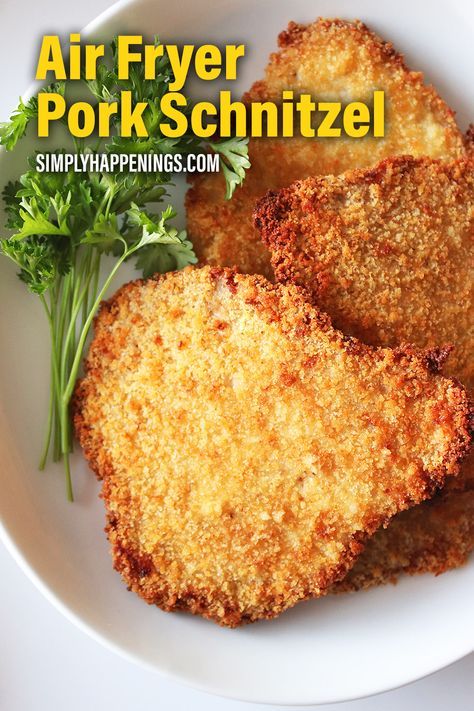 Air Fried Pork Steaks, Pork Snitzel Recipe Air Fryer, Air Fryer Pork Schnitzel, Pork Cutlets In Air Fryer, Pork Snitzel, Fried Pork Steak, Oregano Recipes, Food Authentic, Air Fryer Pork