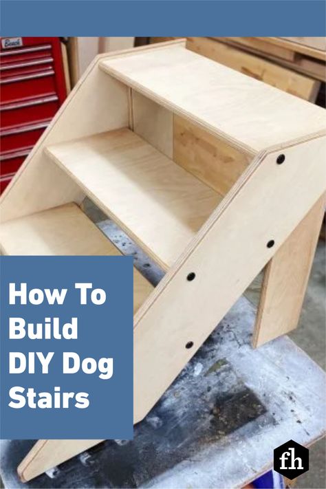 Diy Dog Ladder For Bed, Diy Pet Steps Simple, How To Make Dog Stairs, How To Build Dog Stairs, How To Make Dog Steps For Bed, Diy Puppy Stairs, How To Make Stairs How To Build, Pet Stairs Diy, Pet Steps Diy