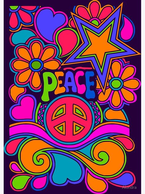 Peace And Love Wallpaper, Paz Hippie, Peace Sign Art Hippie, Arte Hippy, Flower Power Art, Hippy Art, 60s Art, Peace Sign Art, Hippie Painting