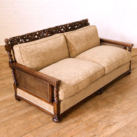 Antique Wooden Sofa Set Designs, Wooden Sofa Set Designs Indian, Antique Sofa Living Room, Antique Wooden Sofa, Edwardian Furniture, Antique Indian Furniture, Antique Furniture Living Room, Neoclassical Furniture, Two Armchairs