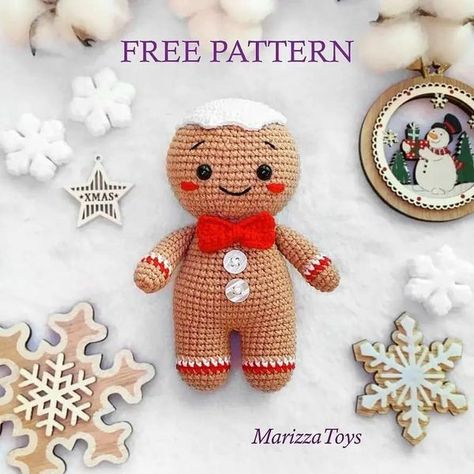 Free Crochet Patterns Community | Gingerbread man amigurumi pattern 😍😍 | Facebook Amigurumi Gingerbread Man, Gingerbread Man Free, Gingerbread Man Pattern, Lidia Crochet Tricot, Crocheted Animals, Christmas Crochet Patterns Free, Bread Man, Mini Amigurumi, Crochet Dog Patterns