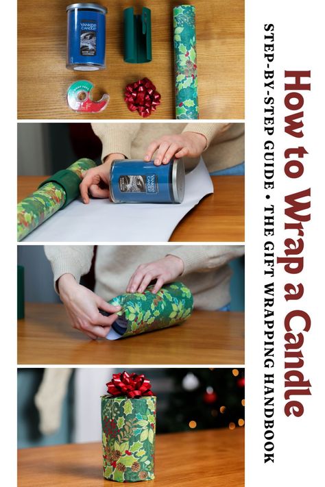 Candles are one of the most popular gifts during the holiday season. With this simple and easy technique, you can impress your friends and family with this fun and unique way to wrap a candle. Follow along to learn how to wrap a holiday gifting favorite - a candle. How To Wrap A Round Candle, How To Wrap A Candle For Christmas Gift, Wrapping A Candle Gift, Wrap A Candle Gift, Wrap Candles Gift, How To Wrap A Candle Gift, How To Wrap Candles, Wrapping Candles For Gifts, Wrapping A Candle