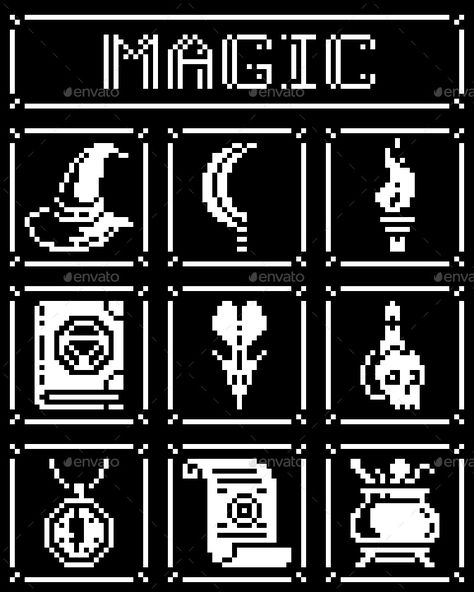 Monochrome Black And White Pixel Art Icons Set Pixel Settings Icon, Monochrome Pixel Art, White Pixel Art, Black And White Pixel Art, Pixel Assets, Pixel White, Notion Ideas, Grid Patterns, Monochrome Black And White