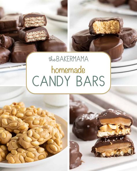 Homemade Candy Bar Recipes 100 Grand Candy Bar Recipe, Take 5 Candy Bar Recipe, Homemade Payday Candy Bars, Homemade Kitkat, Candy Bar Recipes, Take 5 Candy Bar, Baker Mama, Homemade Candy Recipes, Payday Candy