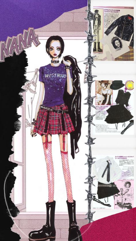 Nana Full Body Anime, Nana Osaki Full Body Anime, Nana Anime Fashion, Osaki Nana Outfit, Nana Lookbook, Nana Osaki Fashion, Nana Anime Outfits, Nana Inspired Outfits, Nana Osaki Outfit