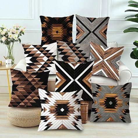 Throw Covers For Sofa, Cheap Throw Pillows, Western Bedroom Decor, Western Bedroom, Summer Pillows, Bantal Sofa, Western Home Decor, Boho Living, Geometric Pillow