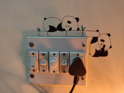 Switchboard Painting Ideas, Switchboard Painting, Panda Painting, Easy Mandala, Cartoon Songs, Easy Mandala Drawing, Simple Mandala, Painted Boards, Sketches Easy