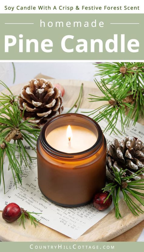 Pine Candle Diy, Homemade Organic Candles, Christmas Candle Recipes, Christmas Candle Scent Recipes, How To Make Christmas Candles, How To Make Soy Candles, Home Made Christmas Gift Ideas Diy, Homemade Candles Christmas, Mason Jar Candles Diy