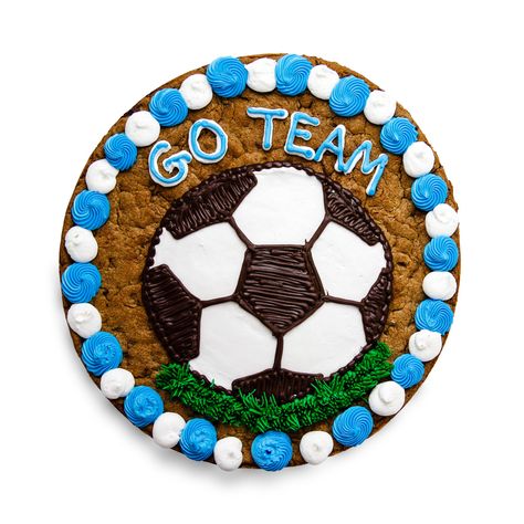 Soccer Cookie cake to celebrate #worldcup2014 Soccer Cookies, Snickerdoodle Cookie Recipe, Cookie Cake Decorations, Cookie Cake Designs, Birthday Cake For Mom, Snickerdoodle Cookie, Birthday Chocolate, Chocolate Chip Cookie Cake, Cookie Cake Birthday