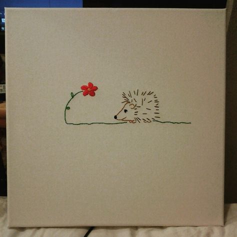 Hedgehog embroidered illustration for sale. Embroidered Hedgehog, Embroidered Hedgehog Simple, Hedgehog Embroidery, Embroidered Onesie, Garden Embroidery, Kindness Projects, Fiber Art Projects, Fabric Pictures, Embroidery Motifs