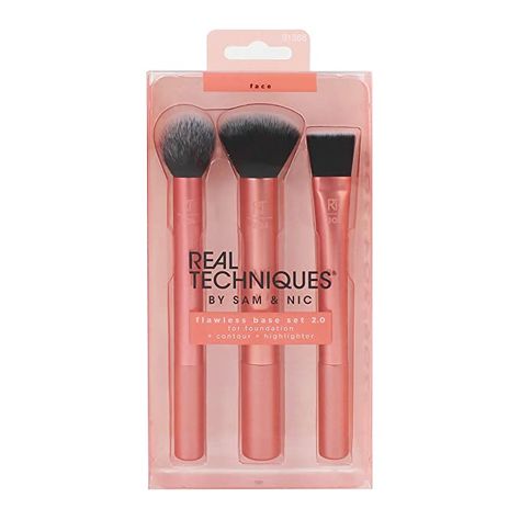 Amazon.com: Real Techniques Flawless Base 2.0 Makeup Brush Set (91568): Beauty Flawless Base Makeup, Makeup Brush Set Best, Foundation Contouring, Real Techniques Brushes, Face Brush Set, Flawless Base, Powder Products, Makeup Supplies, Best Makeup Brushes