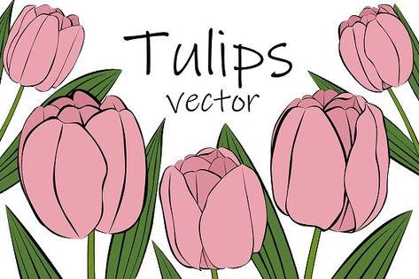 Tulips flower vector illustration by IrinaShishkova on @creativemarket Tulip Background, July Spread, Journal June, Flower Vector Illustration, Flower Vector, Photoshop Textures, Flower Svg, Tulips Flowers, Scene Creator