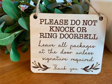 Apartment Door Decorations, Do Not Knock Sign, Baby Sleeping Sign, Modern Wooden Doors, Don't Disturb Sign, Apartment Door, Front Door Sign, Wooden Door Signs, Personalized Stockings