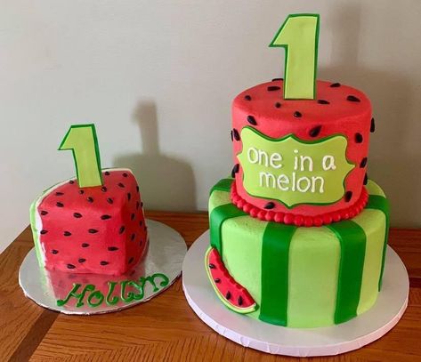 Sheet Cake Birthday, Buttercream Sheet Cake, Watermelon Birthday Party, Watermelon Birthday Parties, Watermelon Birthday, One In A Melon, Birthday Party Cake, Party Cake, Sheet Cake