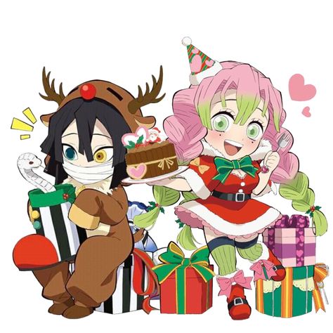 Christmas Mitsuri, Mitsuri Christmas, Demon Slayer Christmas, Kny Christmas, Christmas Fanart, Marceline The Vampire Queen, Emo Pfp, Cute Blue Wallpaper, Anime Christmas