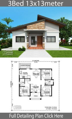 Philippines House Design, Modern Bungalow House Design, Three Bedroom House Plan, Bungalow Floor Plans, Affordable House Plans, Free House Plans, Modern Bungalow House, Three Bedroom House, Simple House Design