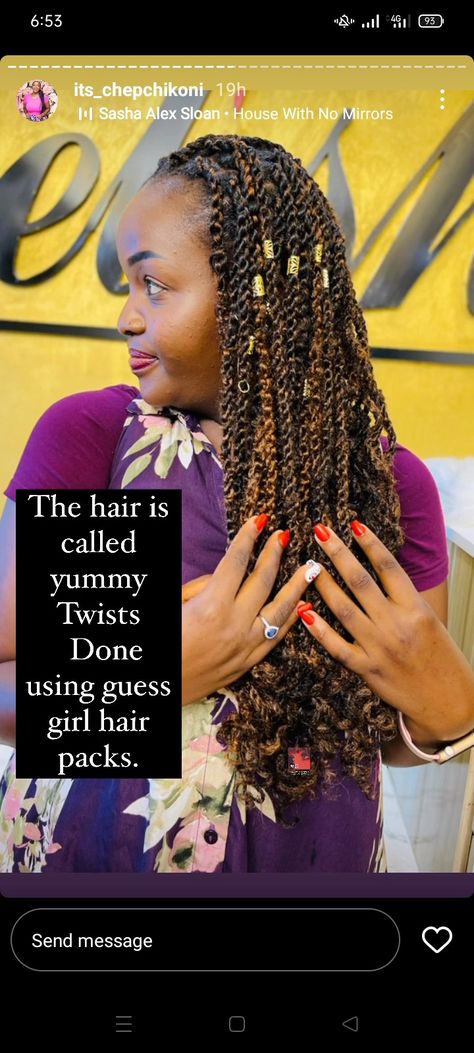 Guess Gal Hairstyles, Guess Girl Hairstyles, Guess Gal Twists Braids, Guess Hairstyles, Guess Girl Twists, Hairstyles Kenya, Wool Hairstyles, Brazilian Wool Hairstyles, Brazilian Wool