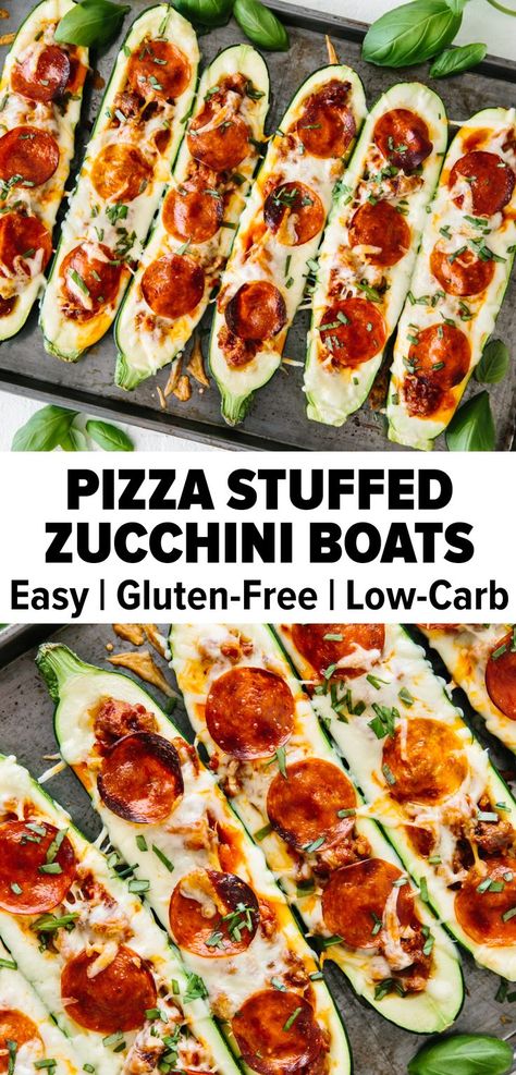 Low Carb Meals With Zucchini, Stuffed Zucchini Boats Keto, Gluten Free Zucchini Boats, Pizza Stuffed Zucchini Boats, Zucchini Boat Pizza, Zucchini Pizza Roll Ups, Pepperoni Zucchini Boats, Easy Zucchini Boats, Low Calorie Zucchini Boats