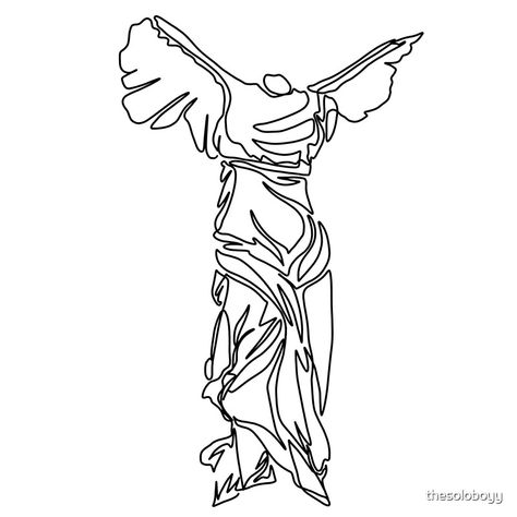 "Winged Victory of Samothrace" by thesoloboyy | Redbubble Nike Of Samothrace Drawing, Nike Of Samothrace Tattoo, Victory Tattoo, The Winged Victory, Nike Of Samothrace, Goddess Power, Sculpture Greek, Winged Victory Of Samothrace, History Tattoos