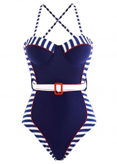 Nautical Swimwear, Nautical Swimsuit, Swimwear Pattern, Blue One Piece, Adjustable Bra, Striped One Piece, Striped Swimsuit, Bra Style, Blue Color Schemes