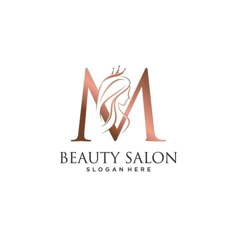 Woman beauty logo design vector illustration with letter m and crown icon Crown Icon, Lady Logo, Logo M, Beauty Logo Design, Wedding People, Letter M, Logo Banners, Cityscape Photos, Beauty Logo