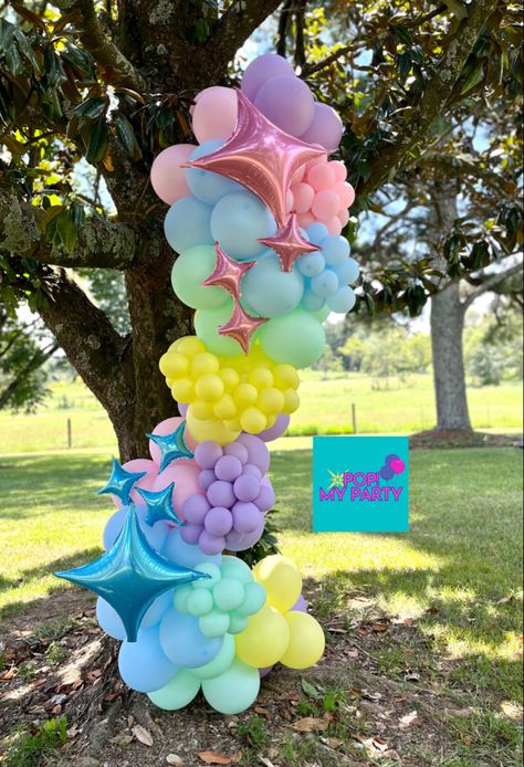 Fairytale Balloon Arch, Princess Balloon Arch, Balloon Arch Pastel, Outdoor Balloon Arch, Cuba Party, Obstacle Course Party, Princess Balloons, Disney Princess Theme, Twisting Balloons