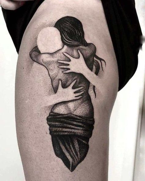 Man And Woman Tattoo, Tattoo Sexuality, Coolest Tattoo, Shadow Tattoo, Black Skull Tattoo, Realistic Tattoo Sleeve, Chic Tattoo, Tattoo Zeichnungen, Creepy Tattoos