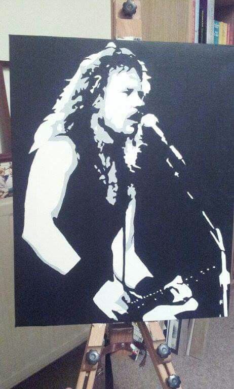 Acrylic freehand pop art painting of a young James Hetfield, Metallica from Arthursan Artwork; Bristol artist, Libby Arthurs James Hetfield Drawing, Metallica Painting, Young James Hetfield, Metallica Drawing, Metallica Concert, Corpse Paint, White Paintings, Musician Art, And Justice For All