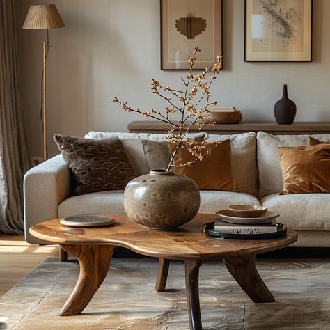 Fall Living Room Ideas, Cozy Living Room Warm, Cozy Boho Living Room, Autumn Living Room, Modern Fall Decor, Cozy Living Room Design, Home Colors, Coffee Table Styling, Solid Wood Coffee Table