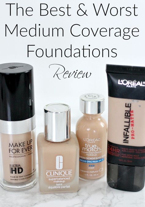 The Best and Worst Medium Coverage Foundations Review Best Medium Coverage Foundation, Snapchat Makeup, Medium Coverage Foundation, Drugstore Foundation, Best Drugstore Makeup, Full Coverage Foundation, Media Coverage, Concealer For Dark Circles, Affordable Makeup