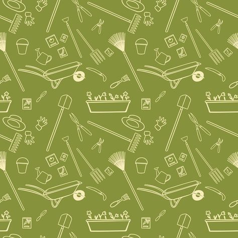 Seamless Wallpaper, Farm Tools, Wallpaper White, Pattern Vector, Simple Backgrounds, Green Pattern, Pattern Illustration, Merchandise Design, Diy Sewing