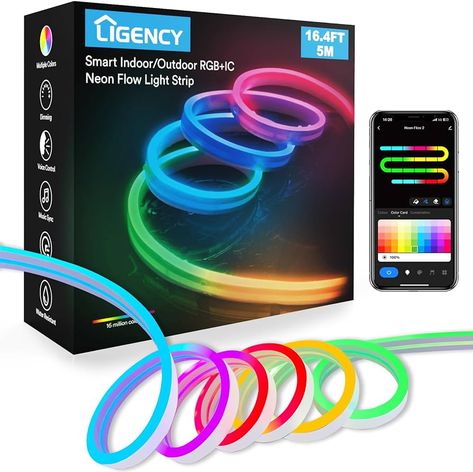 Amazon.com: Ligency Smart Neon Rope Light, 16.4 FT Flexible LED Strip Lights work with Alexa Google Assistant, RGB-IC Color Changing Silicone Flex Strip Lighting Waterproof for Indoor Outdoor : Tools & Home Improvement Flexible Led Strip Lights, Eid Al-adha, Led Rope Lights, Led Rope, Patio Kitchen, Led Light Strip, Rope Lights, Eid Al Adha Mubarak, Tv Led