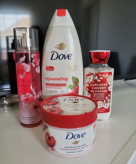 Angie 🇱🇷 on Instagram: "Cherry 🍒 + Pomegranate @dove @bathandbodyworks #dove #dovepomegranate #dovebodypolish #dovebodywash #doveexfoliatingbodypolish #caressbodywash #caress#softsoapbodywash #softsoap #dovebeautyspa #skincare#beautycare #skincareroutine #skincareproducts#crushedcherries #bodywash#dovebodylove #bodylotion" Chia Milk, Caress Body Wash, Profumo Victoria Secret, Dove Body Wash, Gentle Skin Cleanser, Skin Cleanser, Body Hygiene, Bath And Body Works Perfume, Shower Skin Care