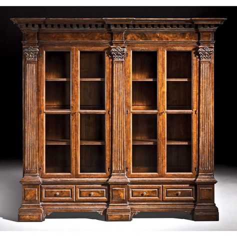 Library Oversized Set Bookcase Dental Molding, Antique Bookcase, Library Bookcase, Office Bookcase, Walnut Burl, David Michael, Home Library Design, Home Libraries, Book Shelves