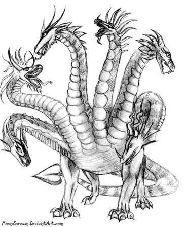 Hydra Greek Mythology, Hydra Mythology, Hydra Monster, Hydra Dragon, Pegasus Drawing, Mythology Drawing, Sketch Head, Greek Monsters, Drawing Pics