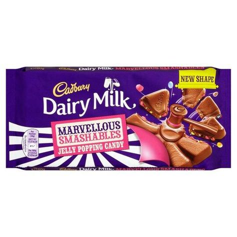 Cadbury Marvellous Creations, Marvellous Creations, Cadbury Dairy Milk Chocolate, Milk Jelly, Popping Candy, Dairy Milk Chocolate, Cadbury Chocolate, Cadbury Dairy Milk, Flavored Milk