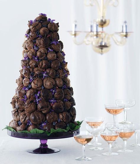 Australian Gourmet Traveller recipe for chocolate croquembouche Chocolate Croquembouche, Croquembouche Recipe, French Wedding Cakes, Recipes For Easter, Mississippi Mud Cake, Simnel Cake, Macaroon Cake, Chocolate Art, Coconut Macaroons