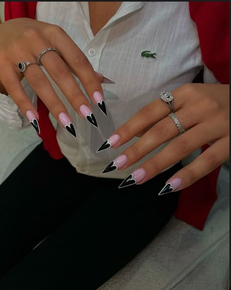 #nails #pinterest #love #hearts #inspo Black Valentine Nails, Nails 2025, Pedi Ideas, Drip Nails, Colored Acrylic Nails, Work Nails, Short Square Acrylic Nails, Long Acrylic Nails Coffin, Dope Nail Designs