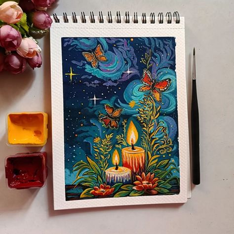 My entry for #thoovipaintober24 Theme - Lights Hosted by @thooviarts.retail @thoovi.arts @miyahimi.in GUIDANCE @rsn_blissfulcreativity Materials used Watercolor sheets GSM 300 Gouache colours @miyahimi.in @thoovi.arts Inspiration - Pinterest #arttherapy #gouachepainting #gouacheartwork #gouacheart #paperpainting #sheetpainting #artforsale #art #paintingforsale Watercolor Negative Painting, Colorful Canvas Art, Doodle Art Flowers, Painting Stuff, Simple Drawings, Sky Art Painting, Easy Mandala Drawing, Boho Art Drawings, Daisy Art