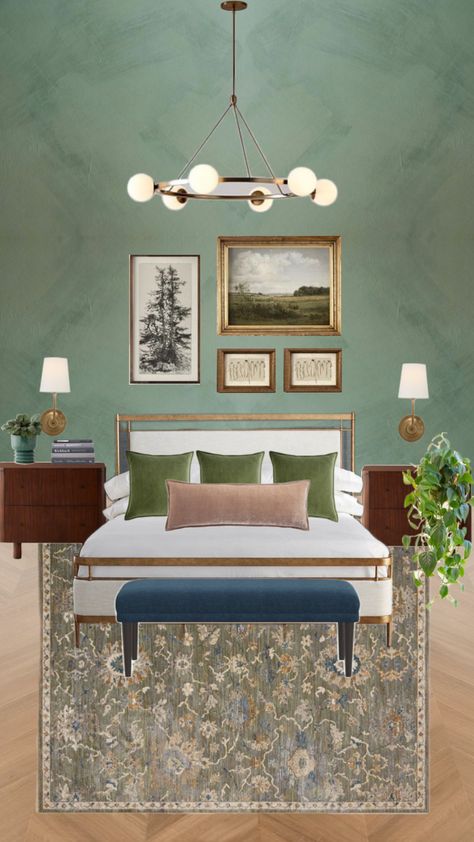 Earthy bedroom inspiration Green Bedroom Design, Earthy Bedroom, Green Bedroom, Bedroom Design, Bedroom, Bed, Green, Design