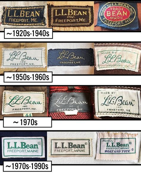 Tags & Threads on Instagram: “A rough guide to dating vintage L.L. Bean. If the tags says "Quality Guaranteed" or "Since 1912" on it, the item is 2000s or later. The…” Vintage Ll Bean, Vintage Guide, Hang Tags Clothing, Ll Bean, Clothing Tags, Clothing Labels, Vintage Labels, Classic Collection, Vintage Beauty